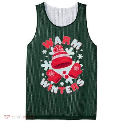 Festive Warm Winter Knit Hat And Gloves Mesh Reversible Basketball Jersey Tank