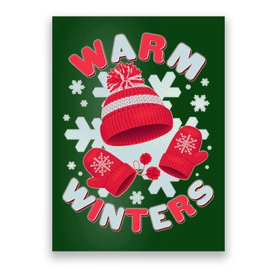 Festive Warm Winter Knit Hat And Gloves Poster