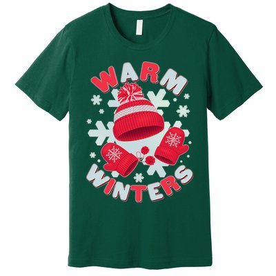 Festive Warm Winter Knit Hat And Gloves Premium T-Shirt