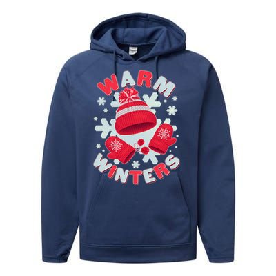 Festive Warm Winter Knit Hat And Gloves Performance Fleece Hoodie