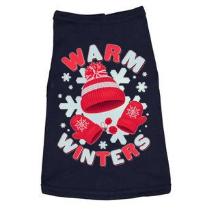 Festive Warm Winter Knit Hat And Gloves Doggie Tank