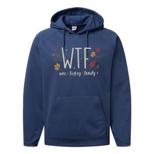 Funny Wtf Wine Turkey Family Thanksgiving Cute Gift Performance Fleece Hoodie