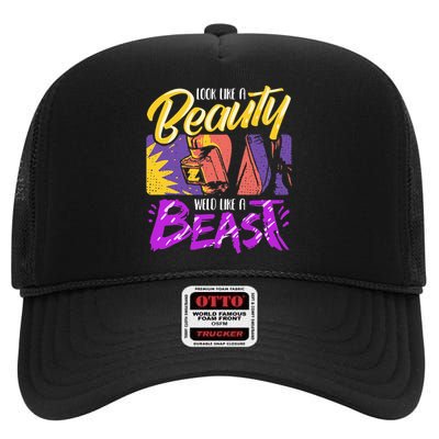 Female Welder Welding Beauty Weld Like A Best High Crown Mesh Back Trucker Hat