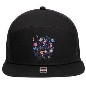 Flowers Women Wildflower Graphic Floral Gardening 7 Panel Mesh Trucker Snapback Hat