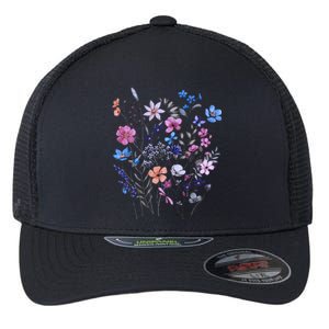 Flowers Women Wildflower Graphic Floral Gardening Flexfit Unipanel Trucker Cap