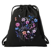 Flowers Women Wildflower Graphic Floral Gardening Drawstring Bag