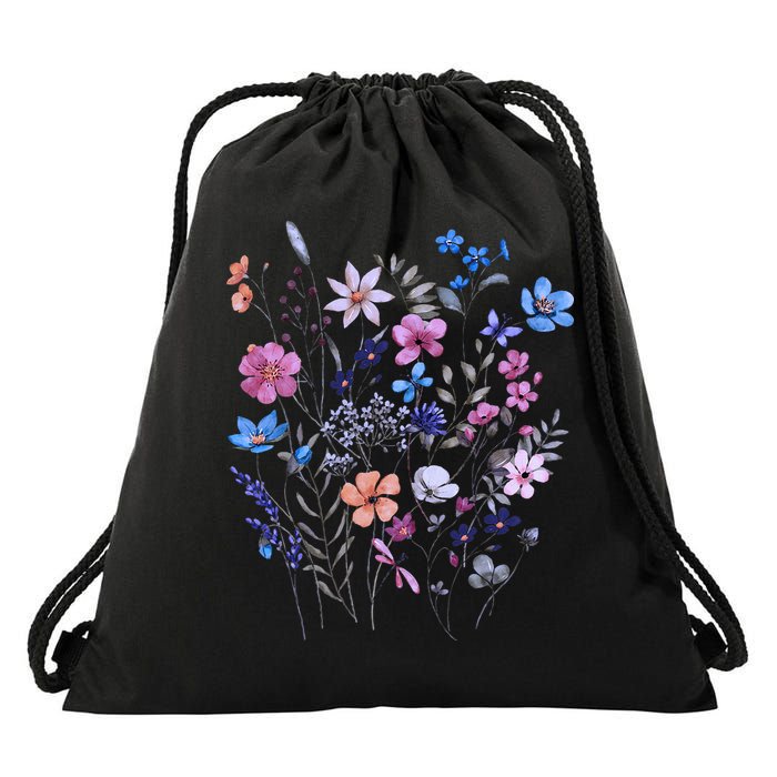 Flowers Women Wildflower Graphic Floral Gardening Drawstring Bag