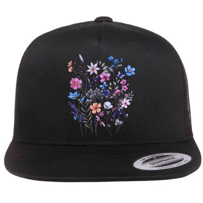 Flowers Women Wildflower Graphic Floral Gardening Flatbill Hat