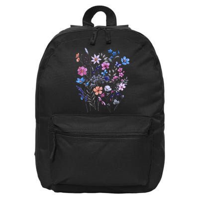 Flowers Women Wildflower Graphic Floral Gardening 16 in Basic Backpack