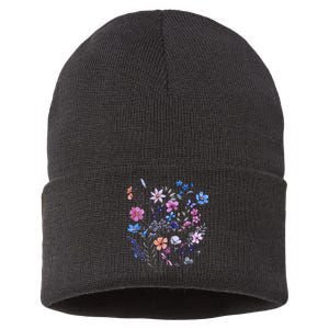 Flowers Women Wildflower Graphic Floral Gardening Sustainable Knit Beanie