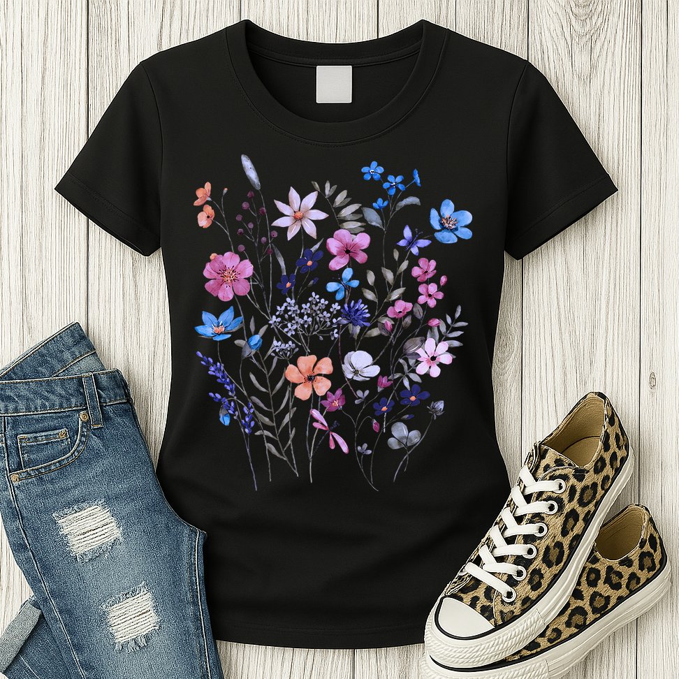 Flowers Women Wildflower Graphic Floral Gardening Womens T-Shirt