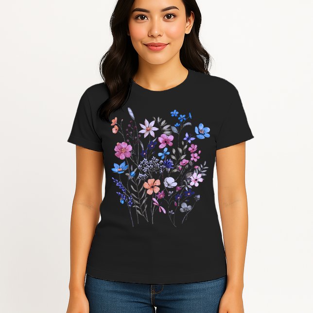 Flowers Women Wildflower Graphic Floral Gardening Womens T-Shirt
