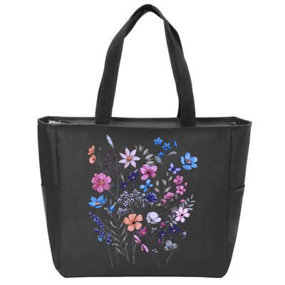 Flowers Women Wildflower Graphic Floral Gardening Zip Tote Bag