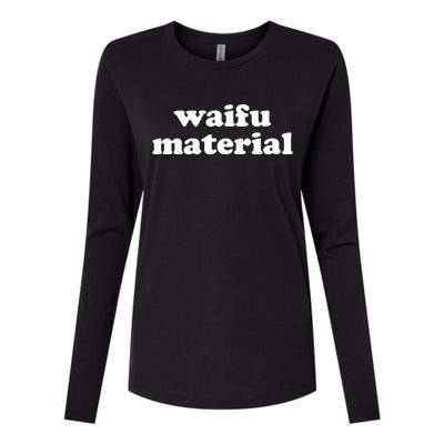 Funny Waifu Wife Material Anime Fan Womens Cotton Relaxed Long Sleeve T-Shirt