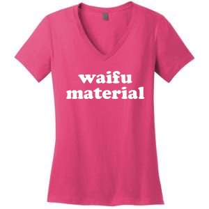 Funny Waifu Wife Material Anime Fan Women's V-Neck T-Shirt