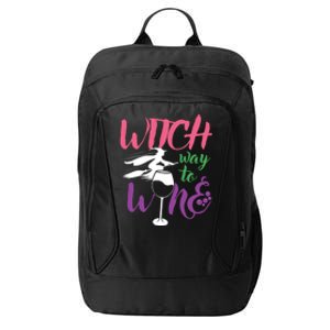 Funny Witch Way To Wine Wine Lover Halloween Funny Gift City Backpack