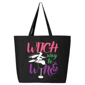 Funny Witch Way To Wine Wine Lover Halloween Funny Gift 25L Jumbo Tote