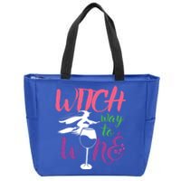 Funny Witch Way To Wine Wine Lover Halloween Funny Gift Zip Tote Bag