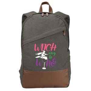 Funny Witch Way To Wine Wine Lover Halloween Funny Gift Cotton Canvas Backpack