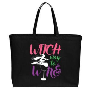 Funny Witch Way To Wine Wine Lover Halloween Funny Gift Cotton Canvas Jumbo Tote