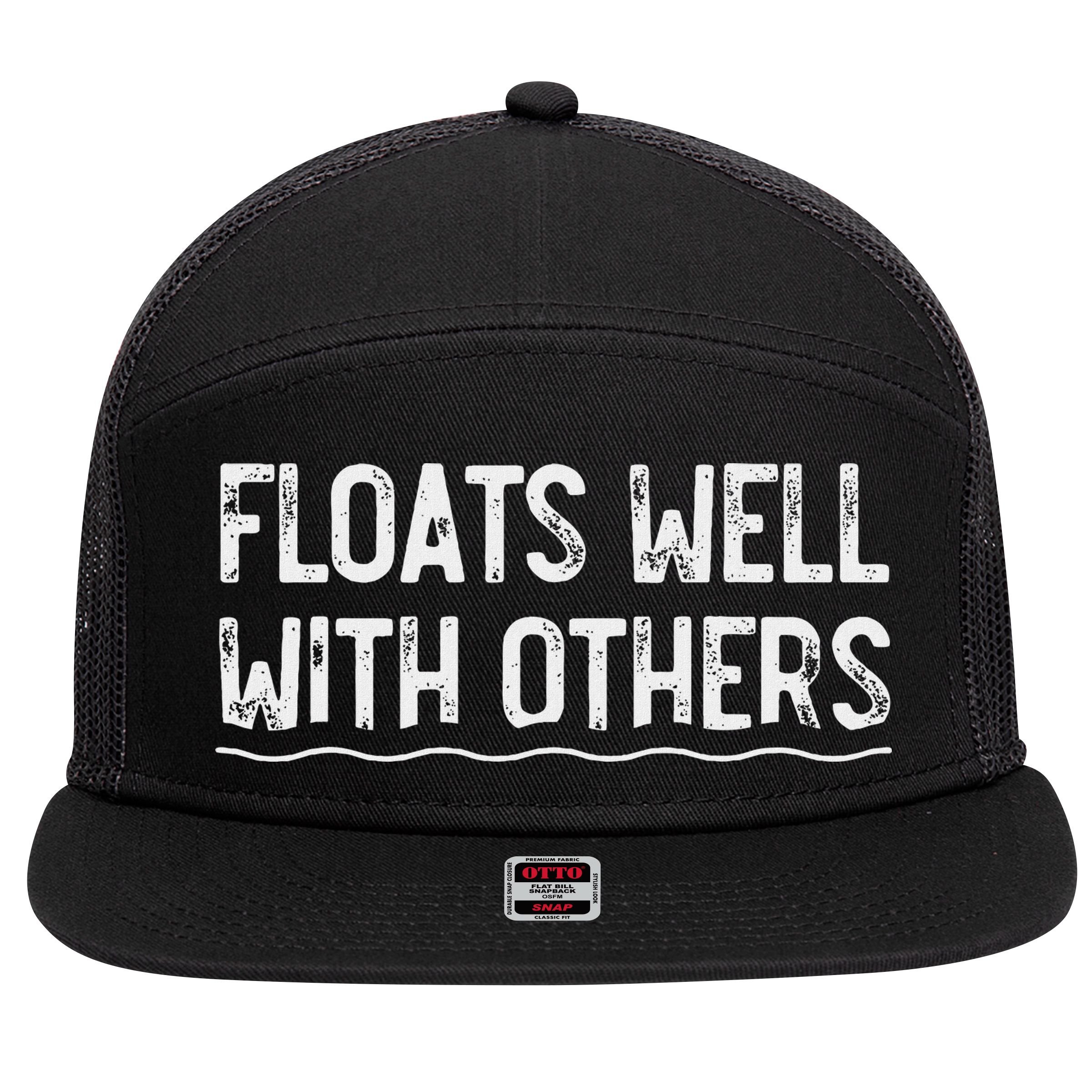 Floats Well With Others Funny Summer Tubing Fun 7 Panel Mesh Trucker Snapback Hat
