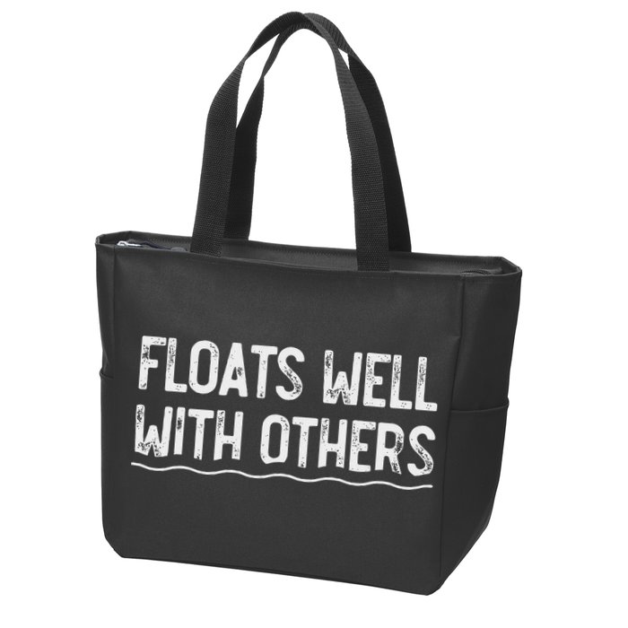 Floats Well With Others Funny Summer Tubing Fun Zip Tote Bag