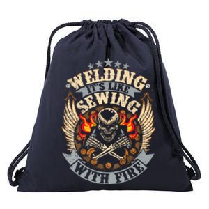 Funny Welder Welding It's Like Sewing With Fire Drawstring Bag