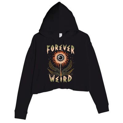Forever Weird With Eyeball Plant Illustration Crop Fleece Hoodie