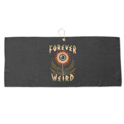 Forever Weird With Eyeball Plant Illustration Large Microfiber Waffle Golf Towel