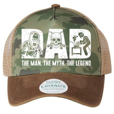 Funny Welder Welding Dad Myth Legend Fathers Day Gift Legacy Tie Dye Trucker Hat