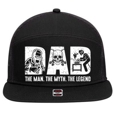 Funny Welder Welding Dad Myth Legend Fathers Day Gift 7 Panel Mesh Trucker Snapback Hat