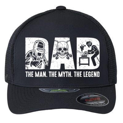 Funny Welder Welding Dad Myth Legend Fathers Day Gift Flexfit Unipanel Trucker Cap