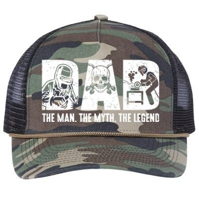 Funny Welder Welding Dad Myth Legend Fathers Day Gift Retro Rope Trucker Hat Cap