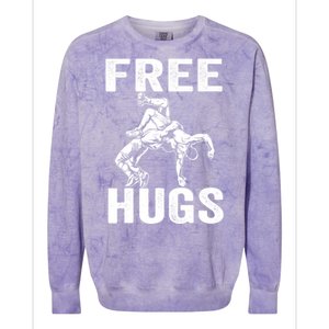 Funny Wrestling Wrestler Humor Free Hugs Wo Colorblast Crewneck Sweatshirt