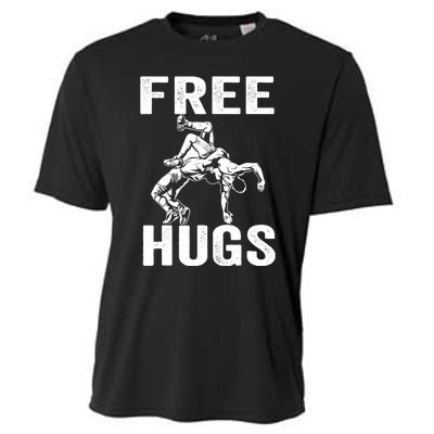 Funny Wrestling Wrestler Humor Free Hugs Wo Cooling Performance Crew T-Shirt