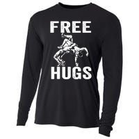 Funny Wrestling Wrestler Humor Free Hugs Wo Cooling Performance Long Sleeve Crew