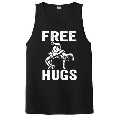 Funny Wrestling Wrestler Humor Free Hugs Wo PosiCharge Competitor Tank