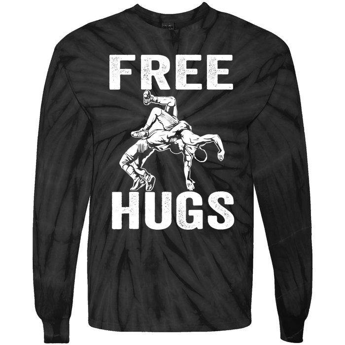 Funny Wrestling Wrestler Humor Free Hugs Wo Tie-Dye Long Sleeve Shirt