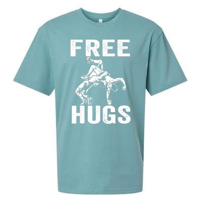 Funny Wrestling Wrestler Humor Free Hugs Wo Sueded Cloud Jersey T-Shirt