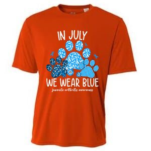 Funny We Wear Blue Dog Cat Paw Juvenile Arthritis Awareness Gift Cooling Performance Crew T-Shirt