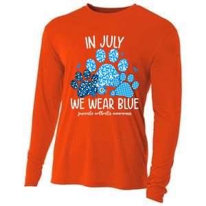 Funny We Wear Blue Dog Cat Paw Juvenile Arthritis Awareness Gift Cooling Performance Long Sleeve Crew