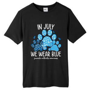 Funny We Wear Blue Dog Cat Paw Juvenile Arthritis Awareness Gift Tall Fusion ChromaSoft Performance T-Shirt