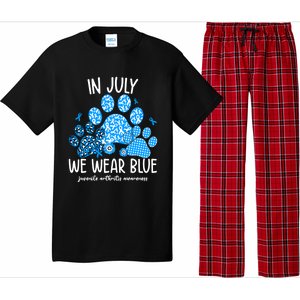 Funny We Wear Blue Dog Cat Paw Juvenile Arthritis Awareness Gift Pajama Set