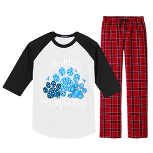 Funny We Wear Blue Dog Cat Paw Juvenile Arthritis Awareness Gift Raglan Sleeve Pajama Set