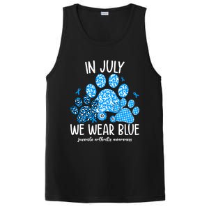 Funny We Wear Blue Dog Cat Paw Juvenile Arthritis Awareness Gift PosiCharge Competitor Tank