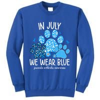 Funny We Wear Blue Dog Cat Paw Juvenile Arthritis Awareness Gift Sweatshirt