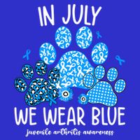 Funny We Wear Blue Dog Cat Paw Juvenile Arthritis Awareness Gift Sweatshirt