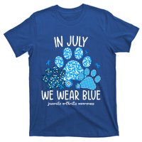 Funny We Wear Blue Dog Cat Paw Juvenile Arthritis Awareness Gift T-Shirt