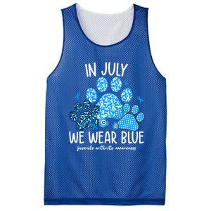 Funny We Wear Blue Dog Cat Paw Juvenile Arthritis Awareness Gift Mesh Reversible Basketball Jersey Tank