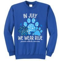 Funny We Wear Blue Dog Cat Paw Juvenile Arthritis Awareness Gift Tall Sweatshirt